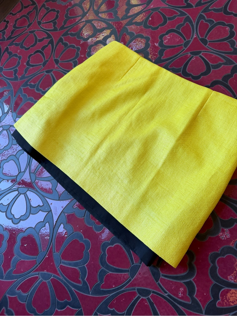 Diane Von Furstenberg Sunny Yellow Mini Skirt with Black Trim